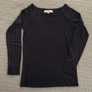LOFT Petite Studded Sleeve Boatneck Sweater, EUC
